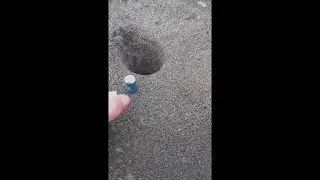Blue barrel in hole
