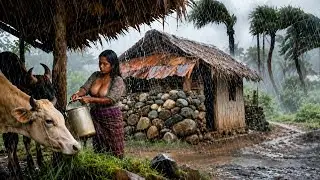 The Real lifestyle in Nepali Village During rainy days I All seasons best Complection Video in rainy