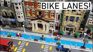 Bike Lane update.  Adding bike lanes and new road plates to a Lego City.