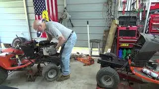 Husqvarna Vtwin engine swap, see the old man do it!