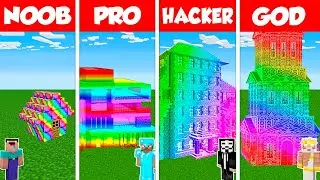 Minecraft Battle: NOOB vs PRO vs HACKER vs GOD: RAINBOW SPECTRITE HOUSE BUILD CHALLENGE / Animation