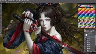 Digital painting Swords girl concept art