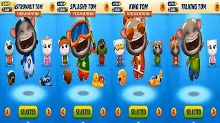Talking Tom Gold Run -Astronaut Tom vs Splashy Tom vs King Tom vs Talking Tom - Catch the Raccoon