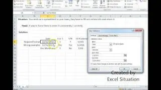 Excel correct data entry via data validation