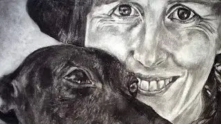Drawing Time lapse: Realistic portrait with charcoal pencil