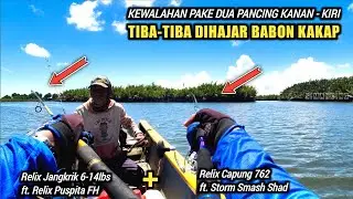 Auto Panic !? Mancing Ikan Kakap Mangrove Jack Besar di Muara Sungai Pake 2 Tackle Sekaligus