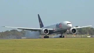 Federal Express Boeing 777 makes a butter landing at Stansted