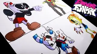 Dibujo Friday Night Funkin' vs Triple Trouble Cuphead (Cuphead.EXE vs Mugman.EXE vs Ms.Chalice.EXE)