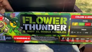 LOUD ROMAN CANDLES - FLower Thunder 5 Shot XL Roman Candles  Red Apple Fireworks