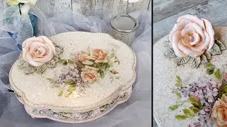 💝Vintage Rose Trinket Box💝 Decoupage Jewellery Box🎇#vintage #decoupage #mixedmedia #homedecor  #rose