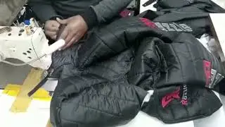 2022 Happy Holidays...Red & black Puffer jacket Cutting, Stitching, and Final look with voice