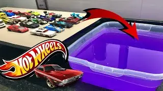 Diecast Cars Sliding Into Water, Hot Wheels, Colorful Cars Falling in Water
