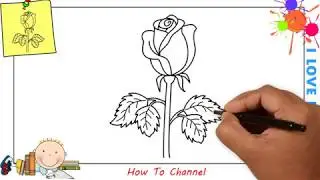 How to draw a rose EASY step by step for kids, beginners, children 8
