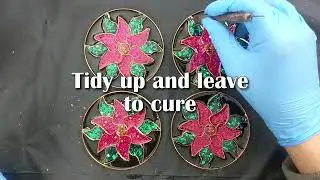 Resin Art Poinsettia Coasters