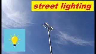 Installation of street lighting poles.