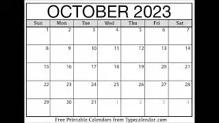 October 2023 Calendar