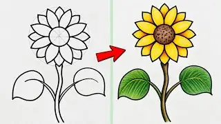 How to Draw a Perfect SUNFLOWER 🌻| Easy Sunflower Drawing Tutorial for beginners Step by Step |