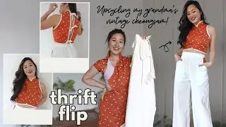 THRIFT FLIP | I UPCYCLED MY GRANDMA'S VINTAGE CHEONGSAM | Lunar New Year Outfit 🧧🐉