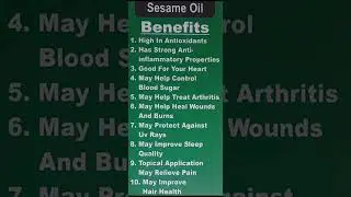 Sesame oil 10 benefits