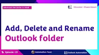 Add Delete and Rename outlook folder | Advanced VBA in Hindi