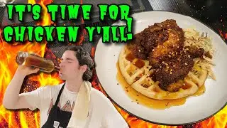 Uncle Melty's Kitchen | Making NASHVILLE CHICKEN N' WAFFLES with KALE SLAW & SPICED WHISKEY SYRUP