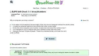 Java Practice-it Introduction to Java Programming | Self-Check 1.1 binaryNumbers |