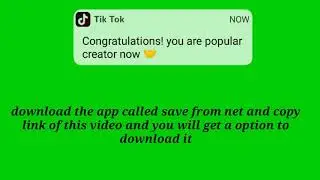 Popular creator notification green screen || TikTok Trends||