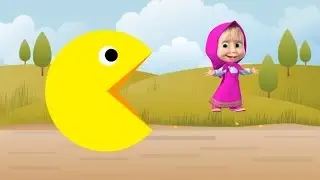 Masha And The Bear Cartoon   Masha Learn Colors With Pacman For Kids To Learn   Learning Video