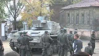 На съемках фильма "Молодая гвардия"