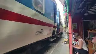 Video of a train on train street in Hanoi