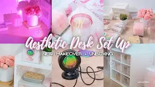 aesthetic desk set up ~ new makeover (on a small desk!) ✦ stationary & unboxing ˖ ֺ ָ ֙⋆