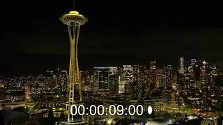 space needle drone night