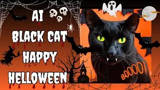 1695) Ai Black Cat Happy Helloween