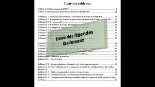 Insertion une liste des figures, des tableaux et des annexes dans un document #Word #PFE