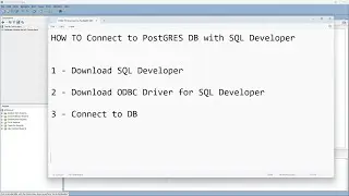 How to Connect PostgreSQL using SQL Developer