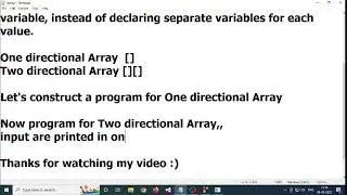 One directional and Two directional Array with a Sample program in C language | 2022 | learn easy