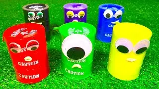 Slime Surprise, Unboxing ASMR Slime Collection of Six Colors with Funny Eyes