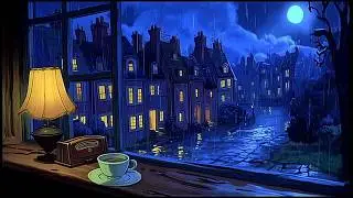1940s vintage oldies playing in another room 📻 a rainy night at the window | relax, sleep