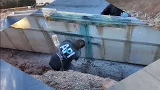Crack repair in the wall of a  Fiberglass Pool