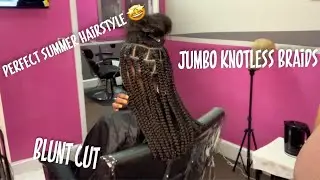 The Perfect Braided Hairstyle for Summer🥰/Jumbo Blunt Cut Knotless