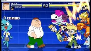 M.U.G.E.N (Peter Griffin, Goku y Nicole Watterson VS Johnny Test, Maggie La Mosca y Ian Kelley)