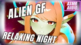 Alien GF ASMR Roleplay [Relaxing Night on the Space Station][Sleep Aid][Water Sounds][Soft Music]