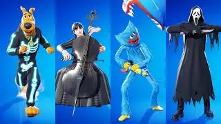 ALL NEW Fortnite Halloween Dances & Emotes (Huggy Wuggy, Scooby-Doo, Wednesday Dance, Fortnitemares)