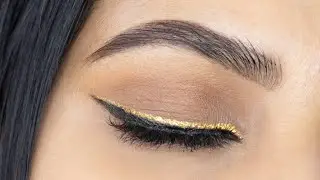 GOLD GLITTER EYELINER MAKEUP TUTORIAL | ELF COSMETICS GLITTER EYESHADOW