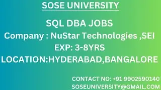 SQL DBA Jobs Openings for NuStar Technologies ,SEI