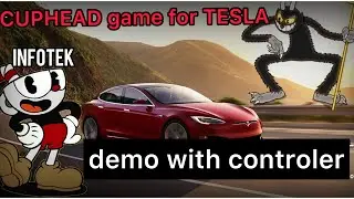 CUPHEAD game in TESLA | Controller demo video games  info tek