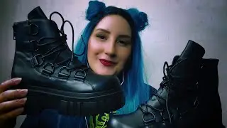 ASMR Unboxing Dolls Kill Shoes - Black Combat Boots