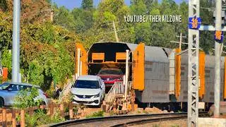 Car Carrier Train | Unloading Cars | Train Videos | Indian Railways | ALCos | Diesel loco