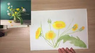 Как нарисовать одуванчики акварелью