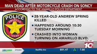 VIDEO: Amarillo police: 1 man dead after motorcycle crash on Soncy